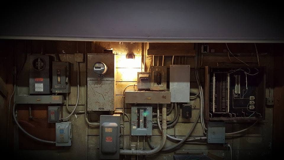 The building’s main electrical service panels